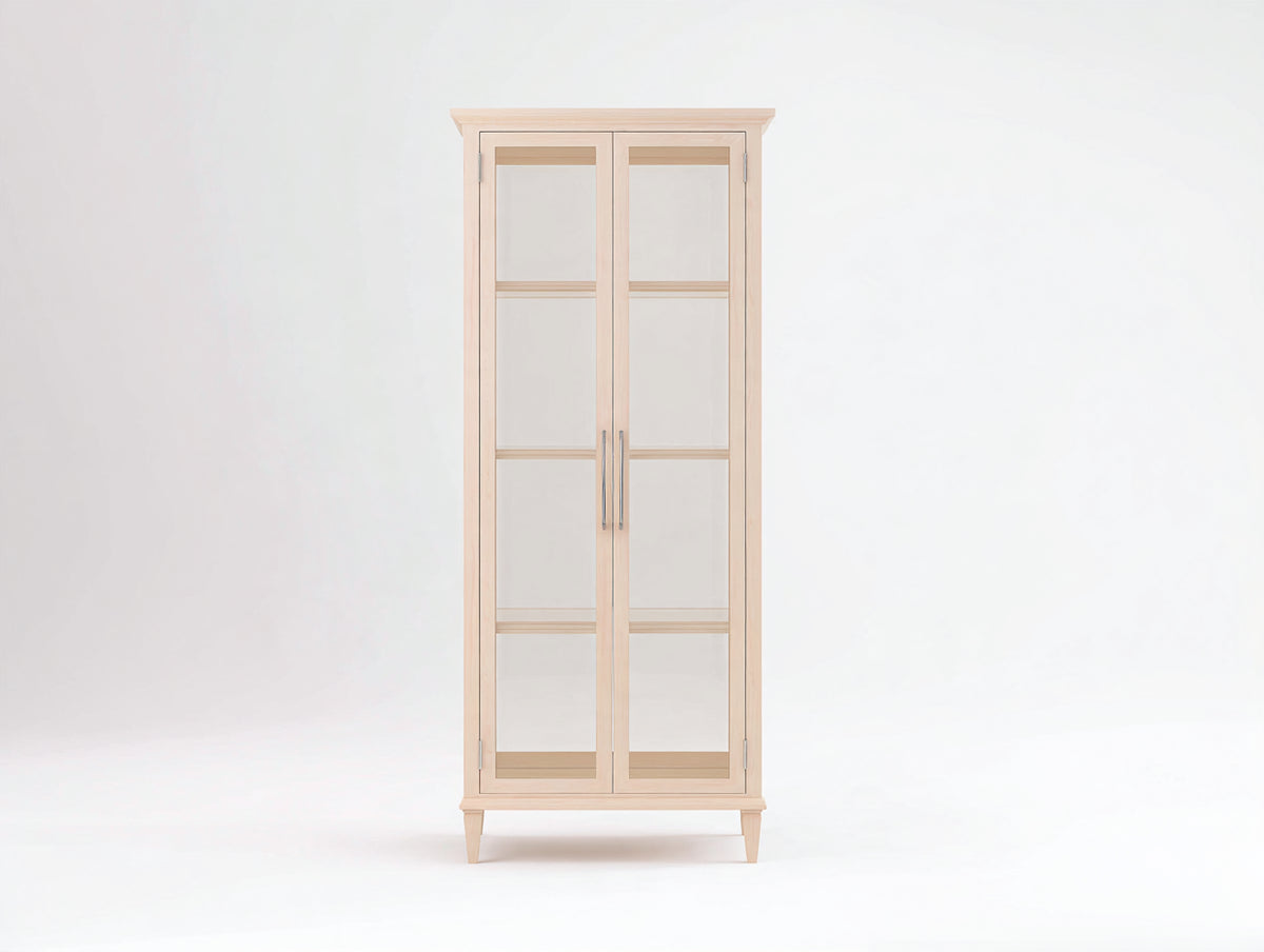 Vitrine-bois-verre-92x42x188 cm-beige clair-style moderne