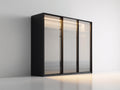 Armoire-Bois-Verre-240x62x225 cm-Noir-Style moderne