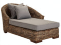 Bain de soleil - Rotin tressé-Tissu - 178 x 86 x 82 cm - Marron-Gris taupe - Style naturel