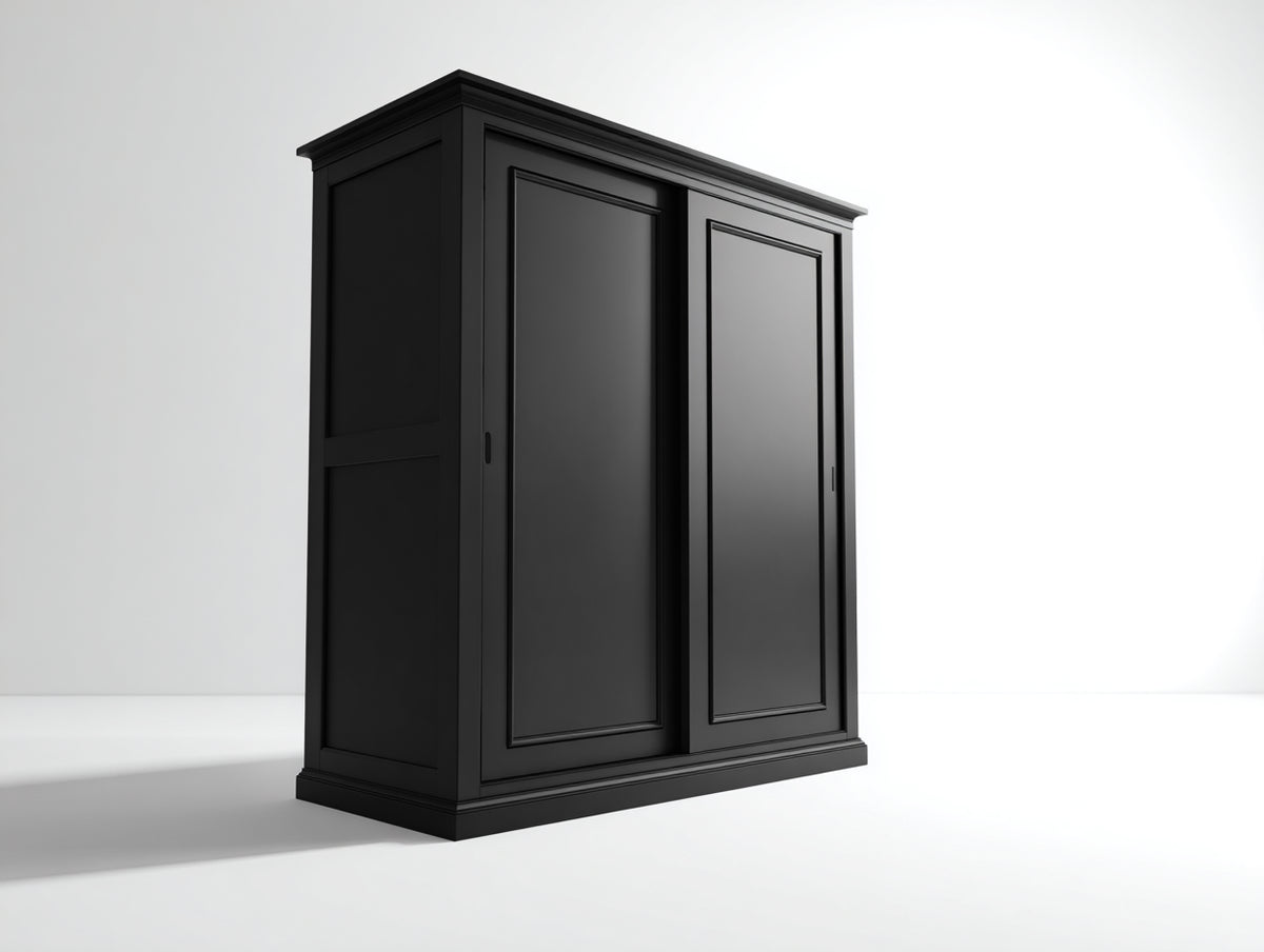 Armoire - bois - 152 x 61 x 206 cm - Noir - style classique