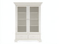Vitrine-bois-verre-118x45x198 cm-blanc cassé-style romantique