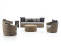 Canapé de jardin - Résine tressée-Tissu-Bois-Métal - 214 x 90 x 85cm - Brun-Beige clair-Noir - Style contemporain