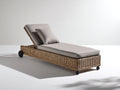 Bain de soleil - Rotin tressé-Tissu - 198 x 72 x 88 cm - Marron naturel-Gris taupe - Style contemporain