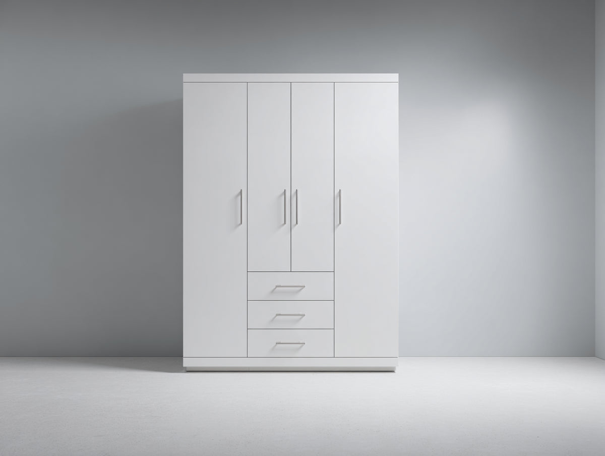 Armoire-Bois-145x58x210 cm-Blanc-Style moderne