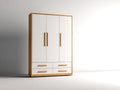 Armoire-Bois-160x55x210 cm-Blanc-Bois clair-Style moderne