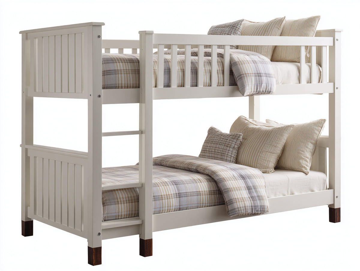 Lits superposés-Bois-208x106x170 cm-Blanc-Marron foncé-Style classique