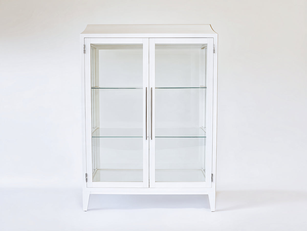 Vitrine-bois-verre-105x42x185 cm-blanc-style moderne