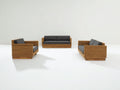 Canapé de jardin - Résine tressée-Tissu-Bois - 178 x 86 x 79cm - Brun miel-Gris anthracite-Bois naturel - Style contemporain