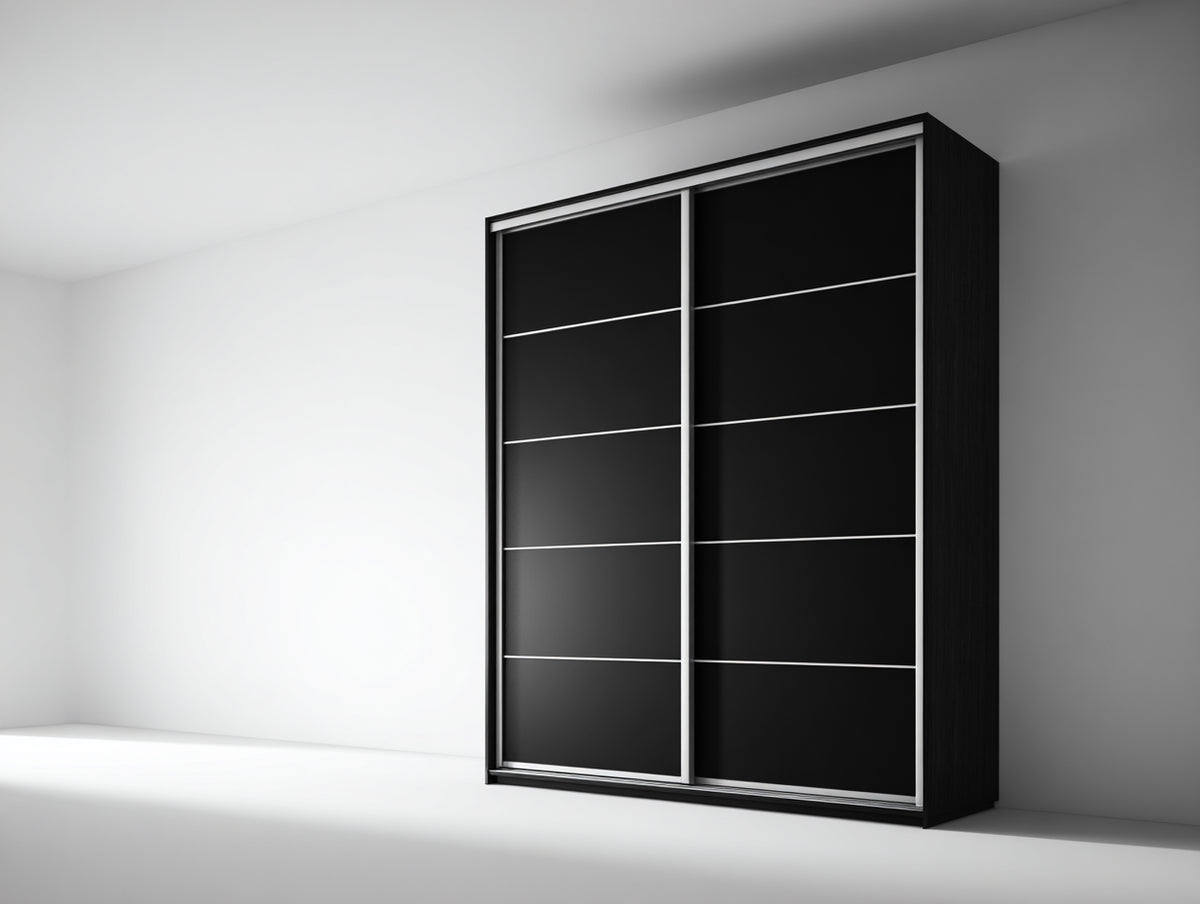 Armoire-Bois-230x62x225 cm-Noir-Style moderne