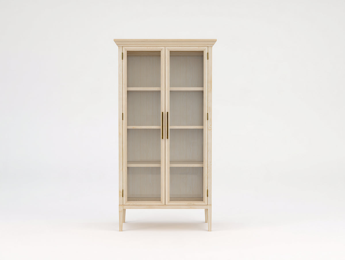 Vitrine-bois-verre-95x43x190 cm-beige clair-style moderne