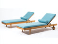 Bain de soleil - Bois-Tissu - 202 x 72 x 94 cm - Marron naturel-Bleu ciel - Style contemporain