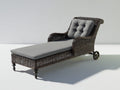 Bain de soleil - Rotin tressé-Tissu - 180 x 82 x 98 cm - Brun vieilli-Gris moyen - Style classique