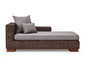 Bain de soleil - Rotin tressé-Tissu - 188 x 84 x 82 cm - Brun foncé-Gris taupe - Style contemporain