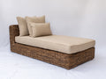Bain de soleil - Rotin tressé-Tissu - 194 x 92 x 80 cm - Marron naturel-Beige clair - Style contemporain