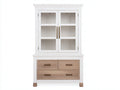 Vitrine-bois-verre-102x46x186 cm-blanc-bois clair-style campagne