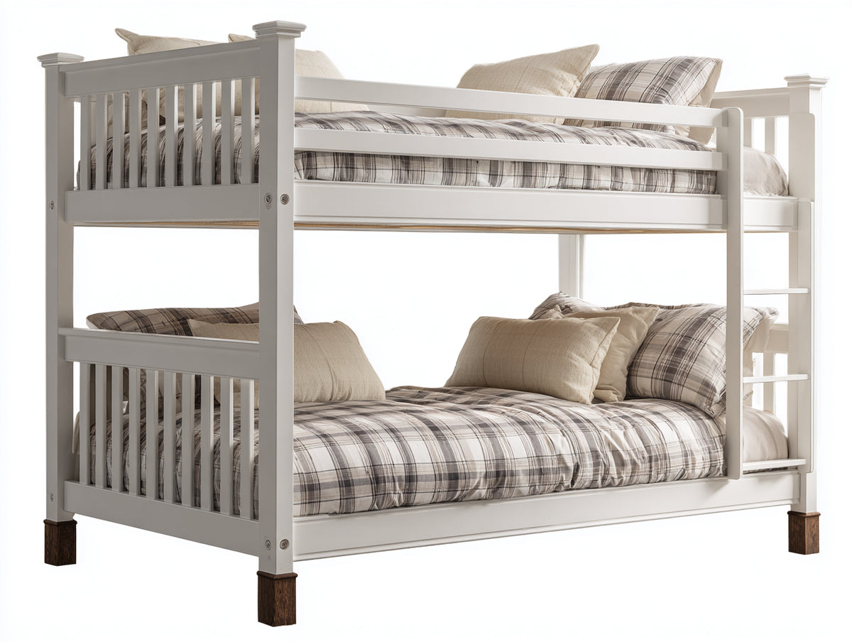 Lits superposés-Bois-208x106x168 cm-Blanc-Marron foncé-Style classique