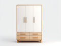 Armoire-Bois-170x60x220 cm-Blanc-Bois clair-Style moderne
