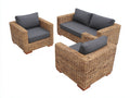 Canapé de jardin - Résine tressée-Tissu-Bois - 183 x 88 x 80cm - Brun doré-Gris anthracite-Bois naturel - Style naturel moderne