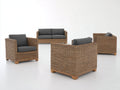 Canapé de jardin - Résine tressée-Tissu-Bois - 181 x 88 x 82cm - Brun-Gris foncé-Bois naturel - Style contemporain