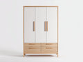 Armoire-Bois-168x61x218 cm-Blanc-Bois clair-Style moderne